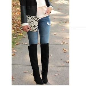 Michael Kors over the knee leather wedge boots